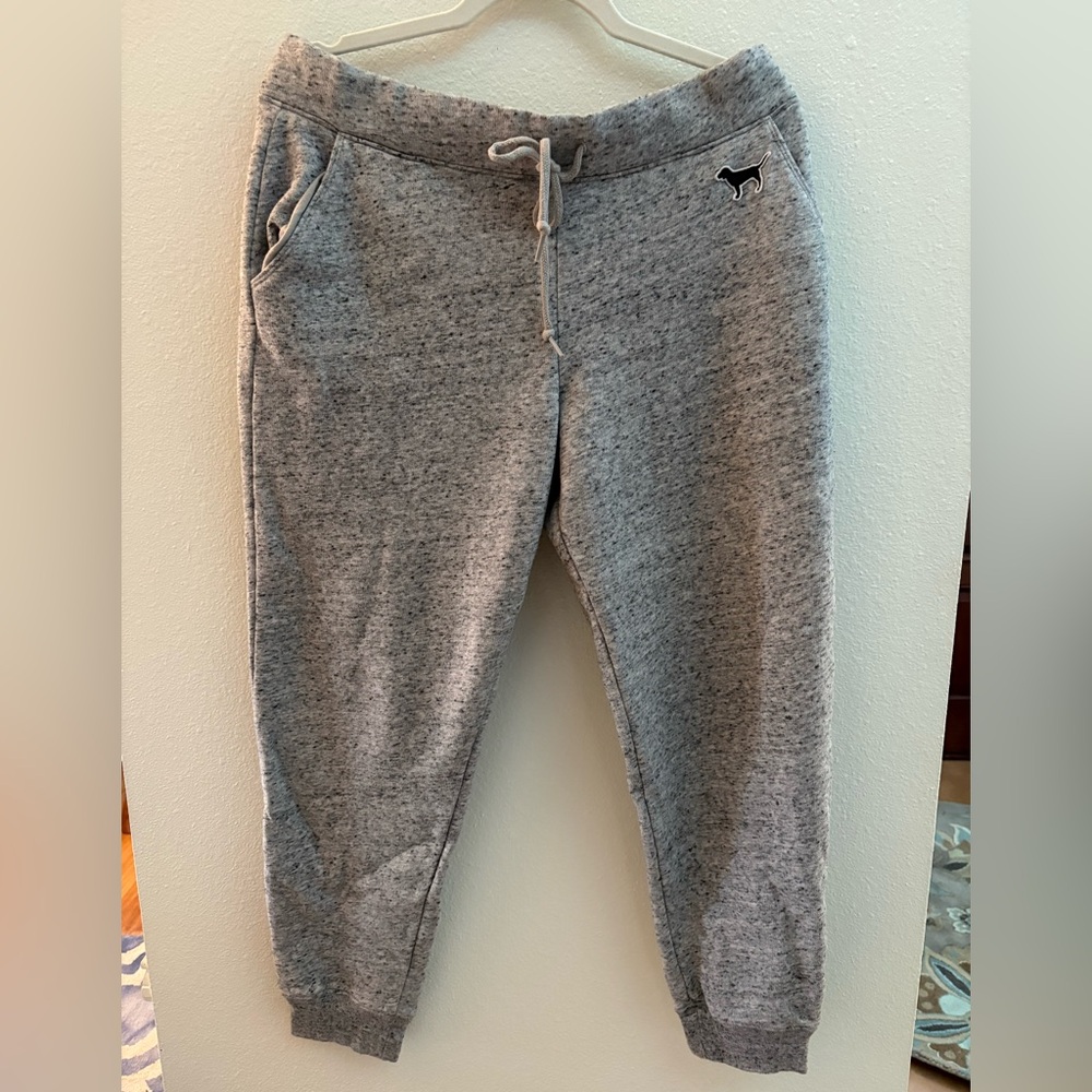 PINK Victoria's Secret Heathered Gray Joggers Large - Picture 3 of 5